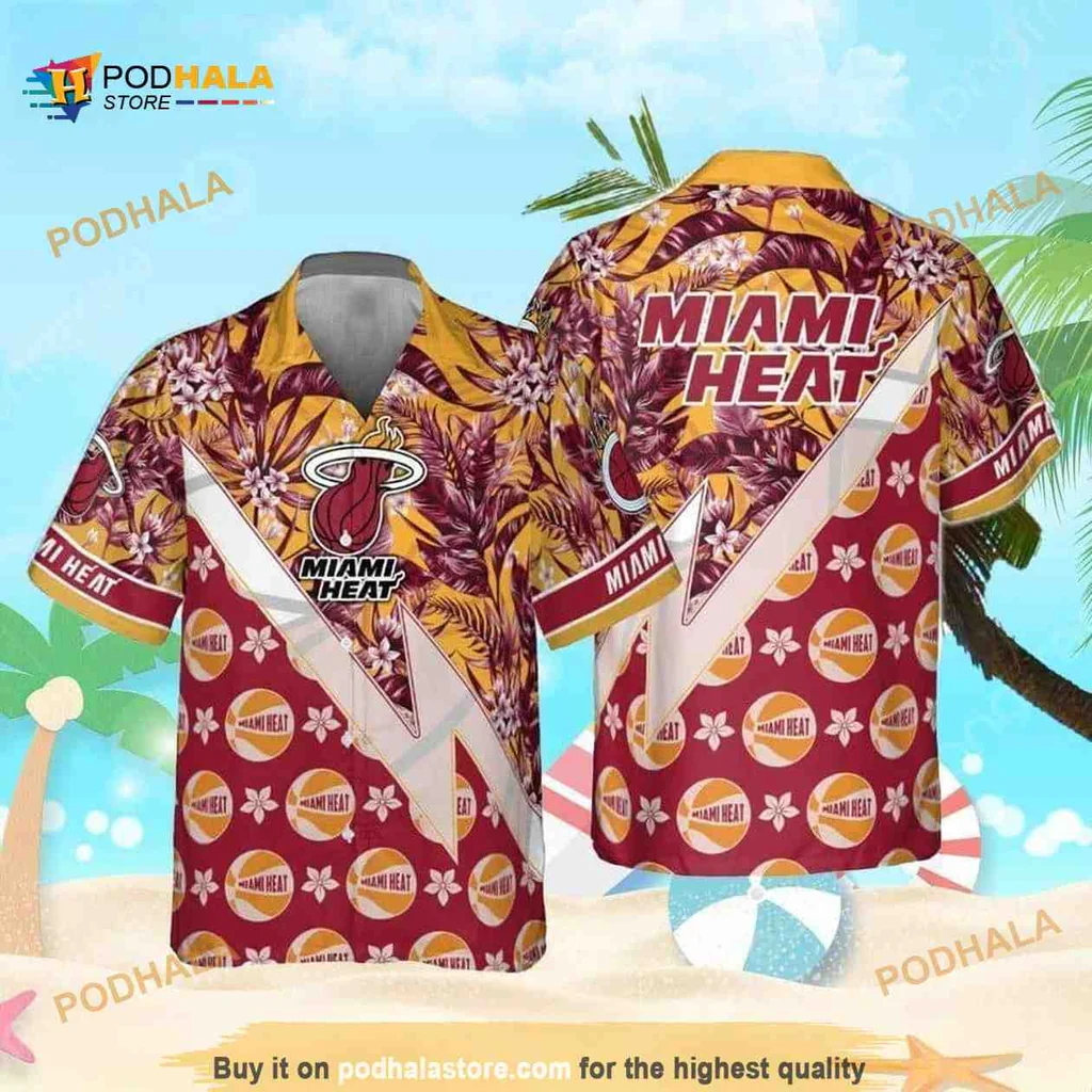 Miami Heat Tropical Aloha Shirt With Vibrant Palm Leaves And Flowers