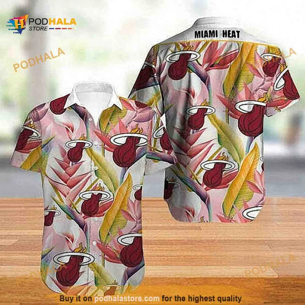 Miami Heat Tropical Hawaiian Shirt With Colorful Floral Design