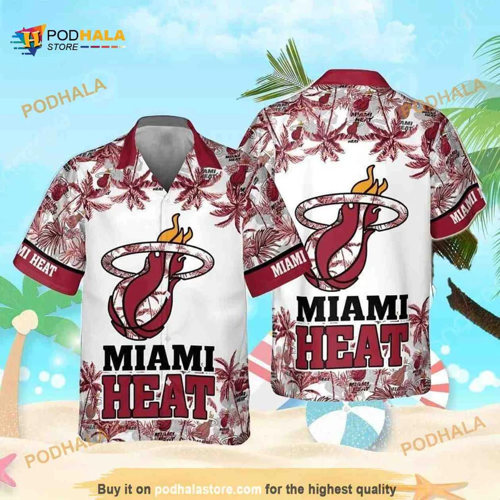 Miami Heat Tropical Hawaiian Shirt With Vibrant Palm Patterns