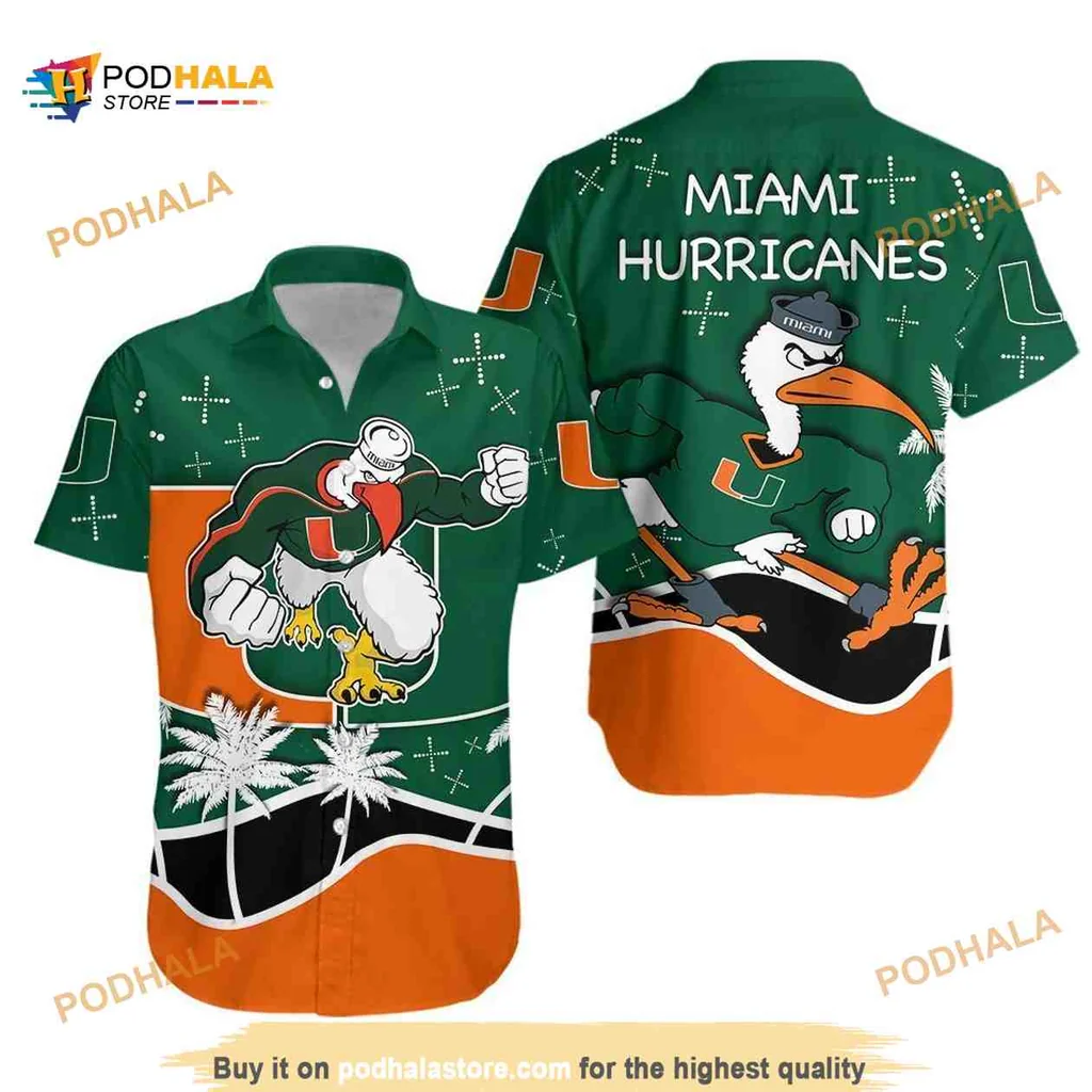 Miami Hurricanes Cartoon Bird Hawaiian Shirt, Fun Beach Attire