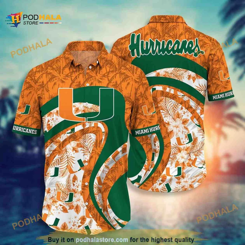 Miami Hurricanes Tropical Hawaiian Shirt With Bold Floral Design