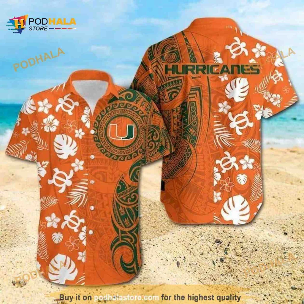 Miami Hurricanes Tropical Shirt, Bold Design With Palm Leaves And Turtle