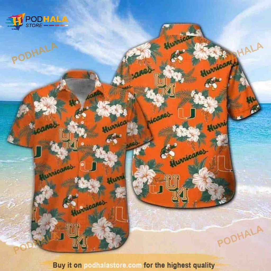 Miami Hurricanes Tropical Shirt With Hibiscus Flowers And Beach Vibe