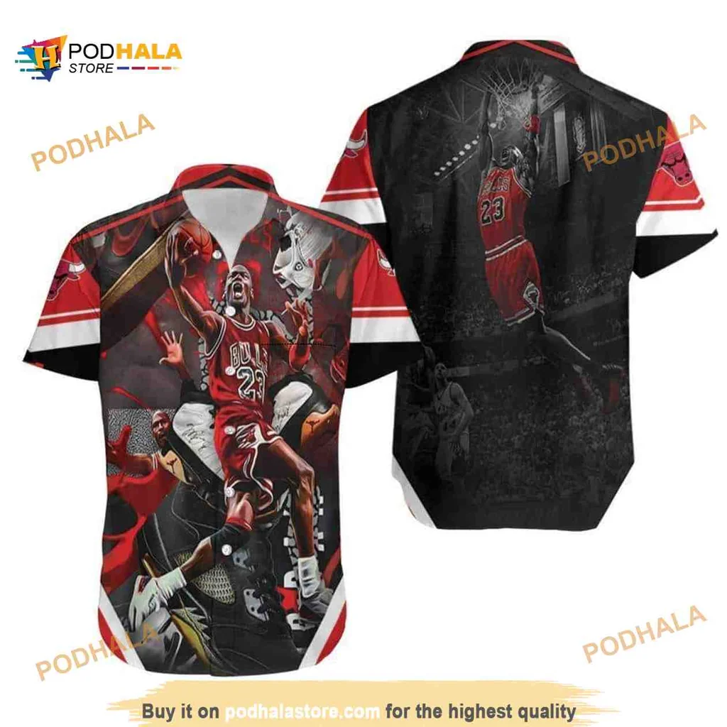 Michael Jordan Chicago Bulls Hawaiian Shirt Featuring Iconic 23 Jersey