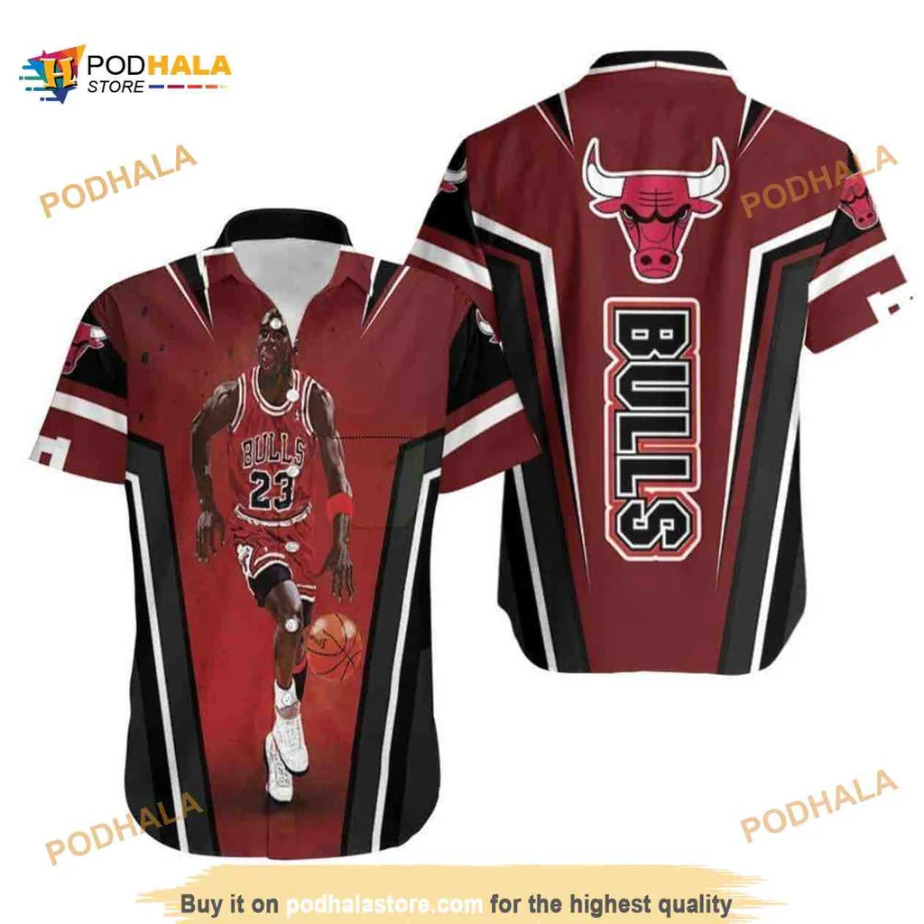 Michael Jordan Chicago Bulls Hawaiian Shirt Featuring Number 23 Design
