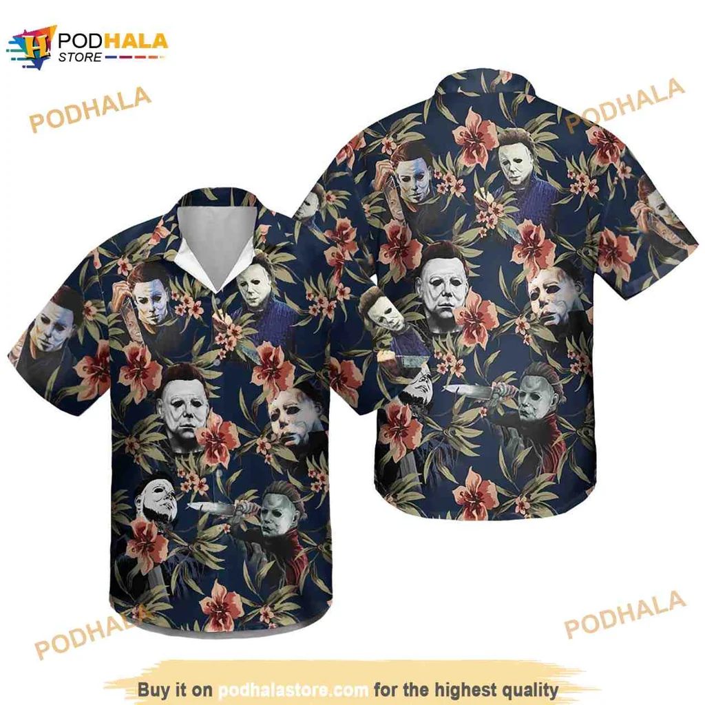 Michael Myers Floral Hawaiian Shirt With Tropical Design