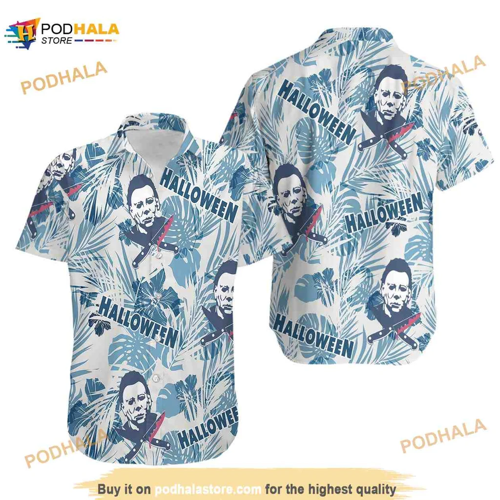 Michael Myers Halloween Hawaiian Shirt With Tropical Design