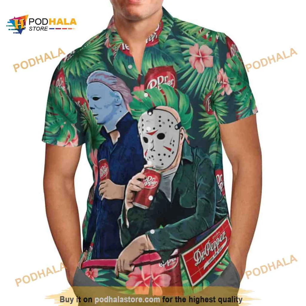 Michael Myers Jason Voorhees Hawaiian Shirt With Dr Pepper Humor
