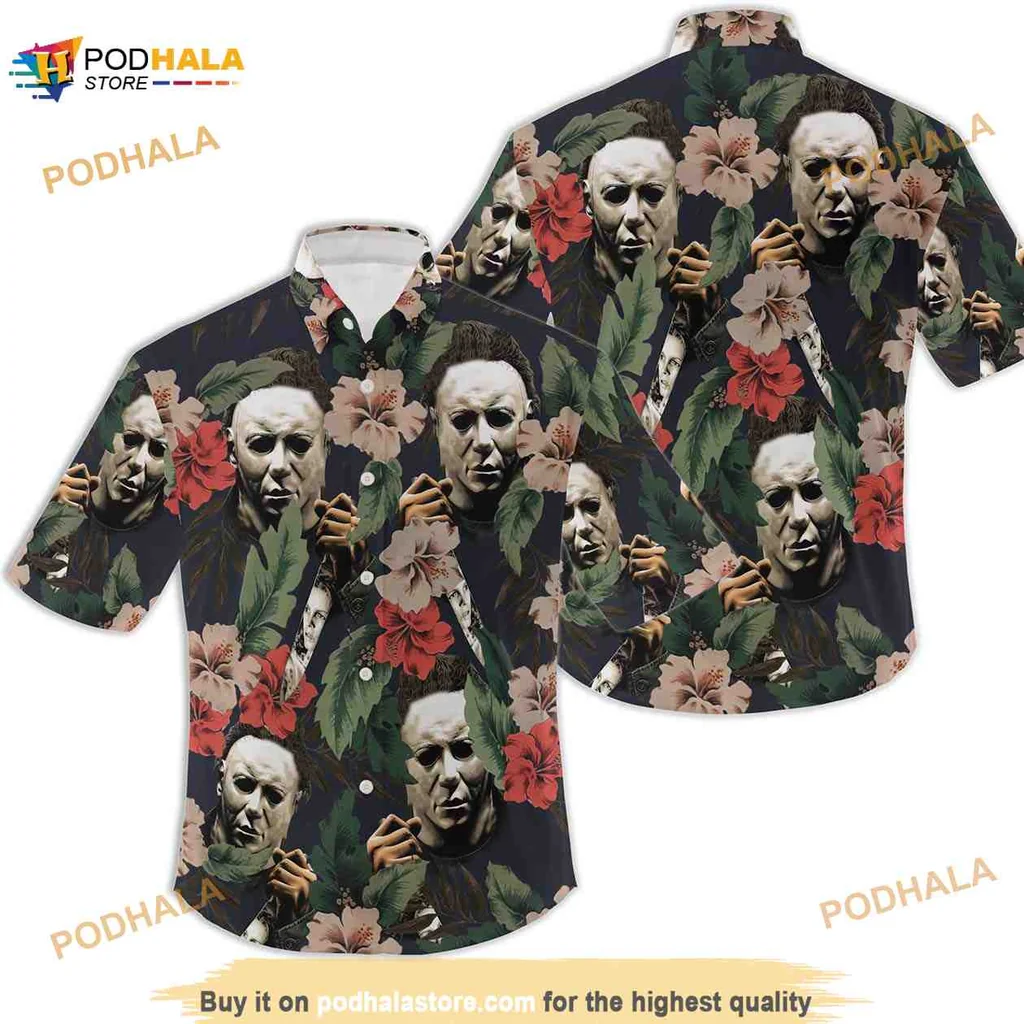 Michael Myers Tropical Aloha Shirt With Vibrant Floral Design