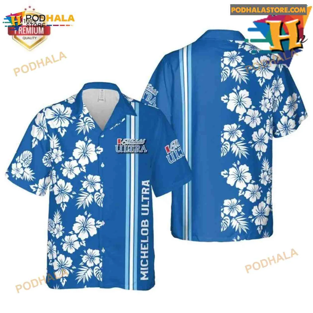 Michelob Ultra Hibiscus Hawaiian Shirt With Tropical Vibes