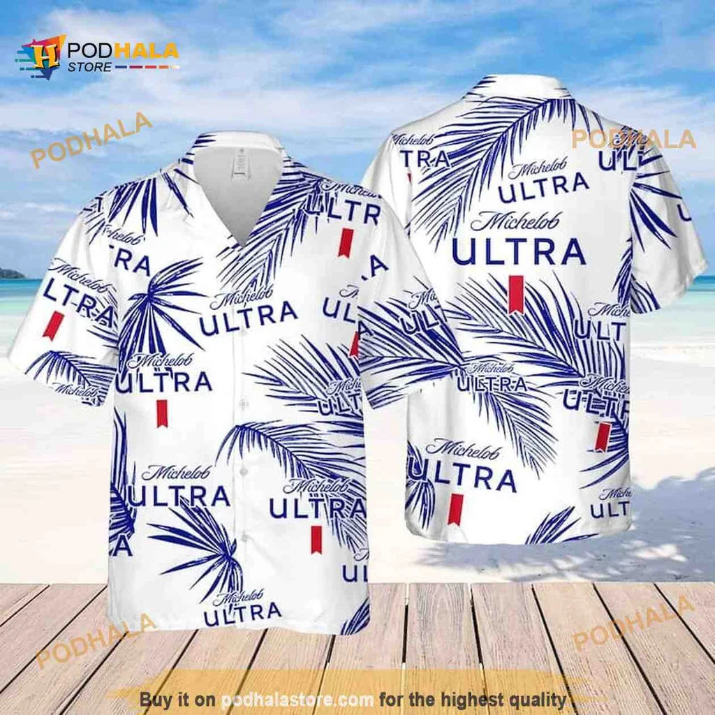Michelob Ultra Palm Leaves Shirt, Tropical Beach Vibe Hawaiian Shirt