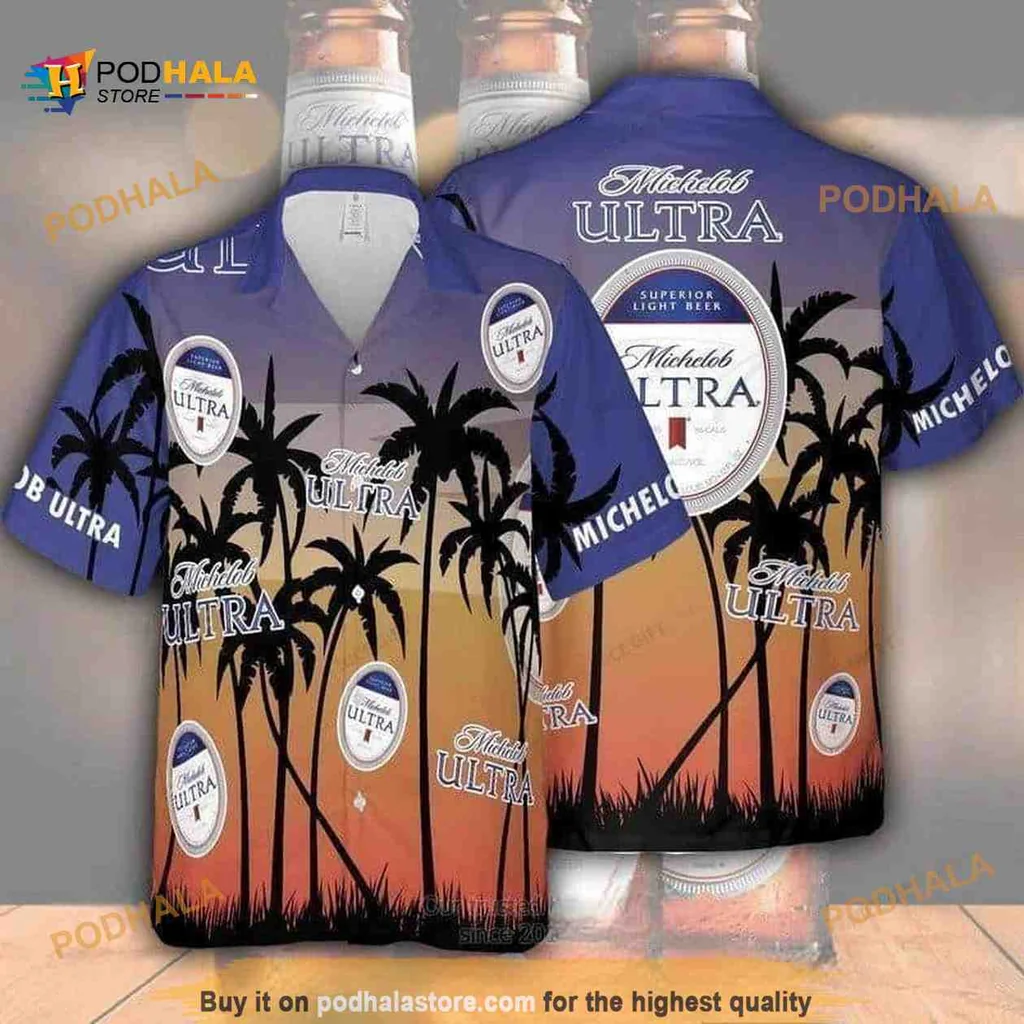 Michelob Ultra Palm Tree Shirt, Tropical Sunset Design For Beach Lovers
