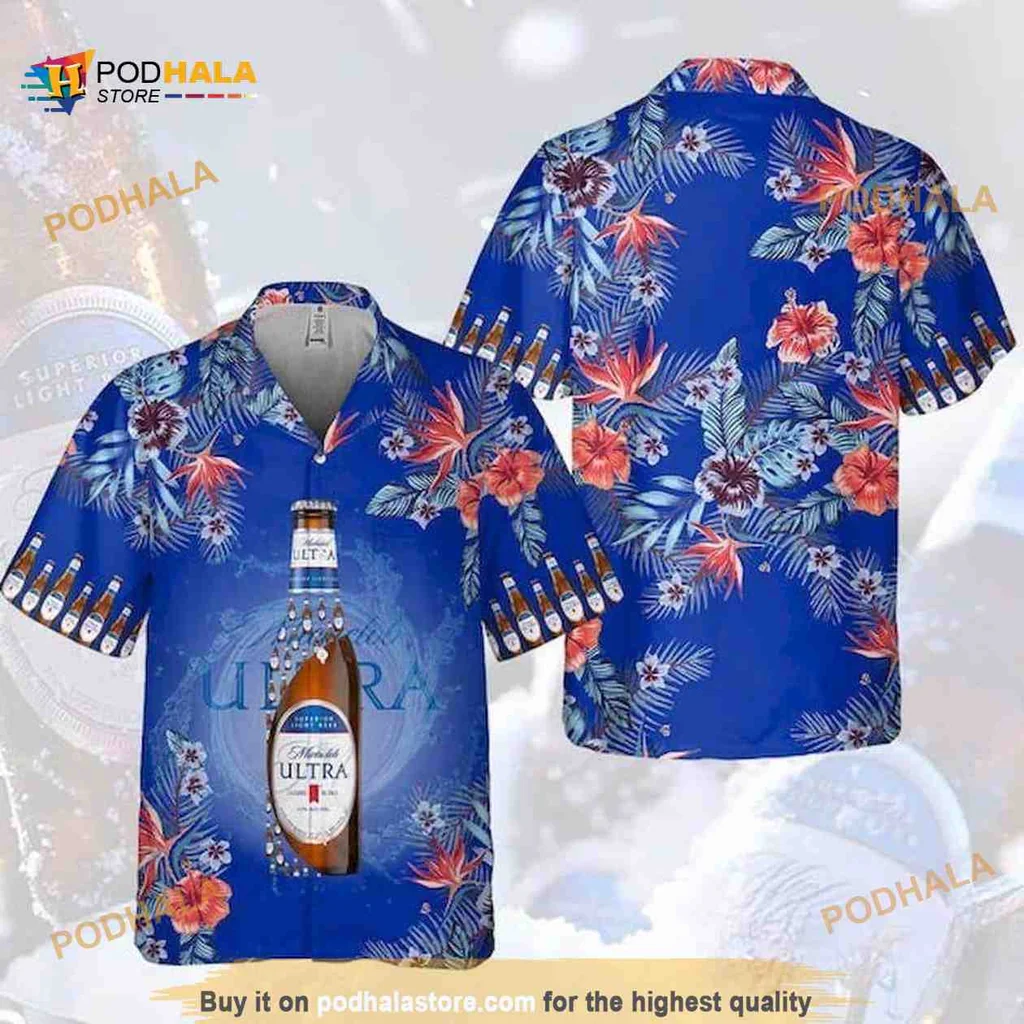 Michelob Ultra Tropical Flower Shirt, Colorful Hawaiian Aloha Design