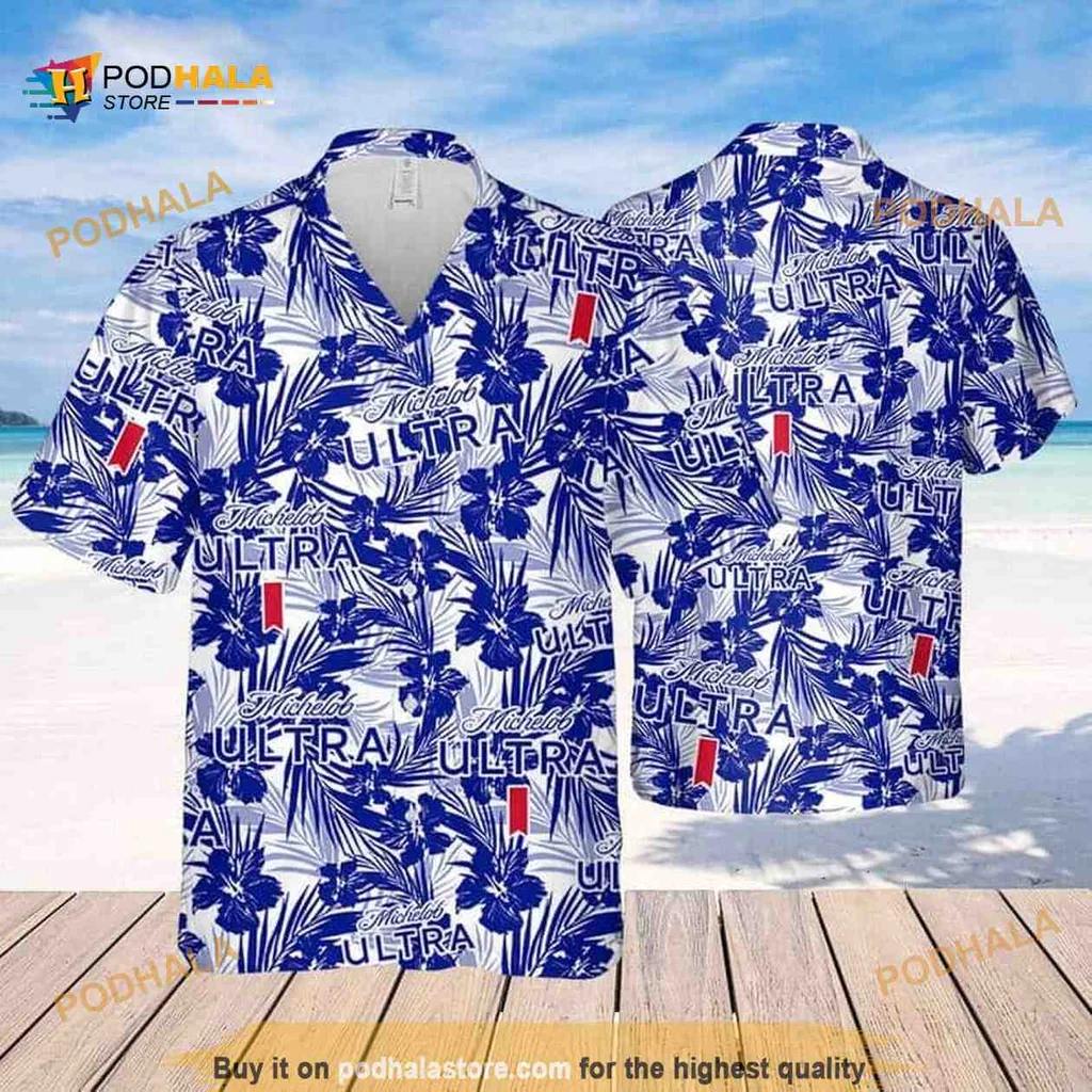 Michelob Ultra Tropical Flower Shirt With Vibrant Beach Pattern