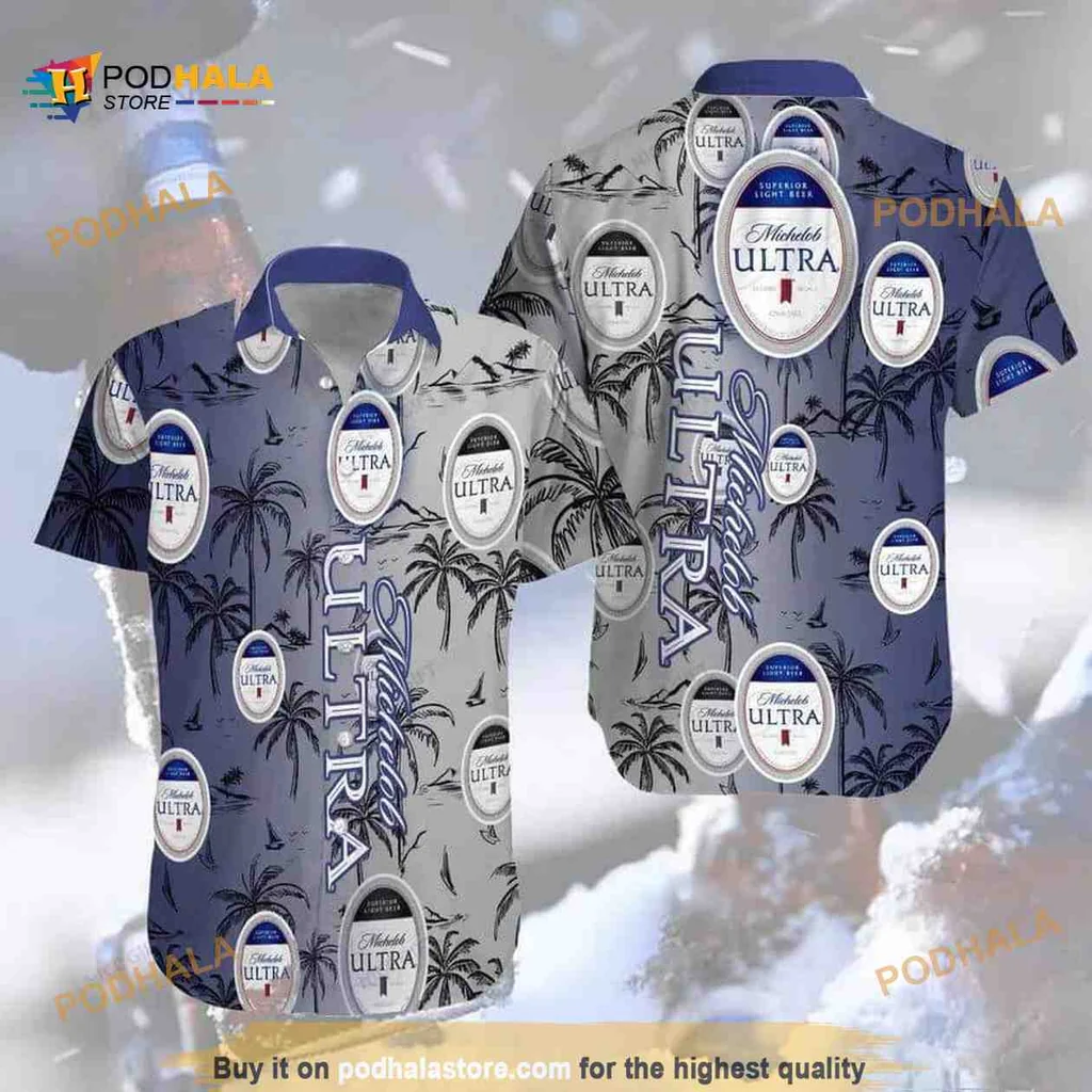 Michelob Ultra Tropical Shirt With Palm Tree Design For Beer Lovers