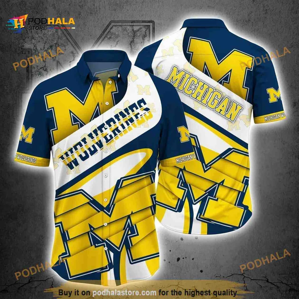 Michigan Wolverines Beach Shirt, Fun Aloha Style For Sports Fans