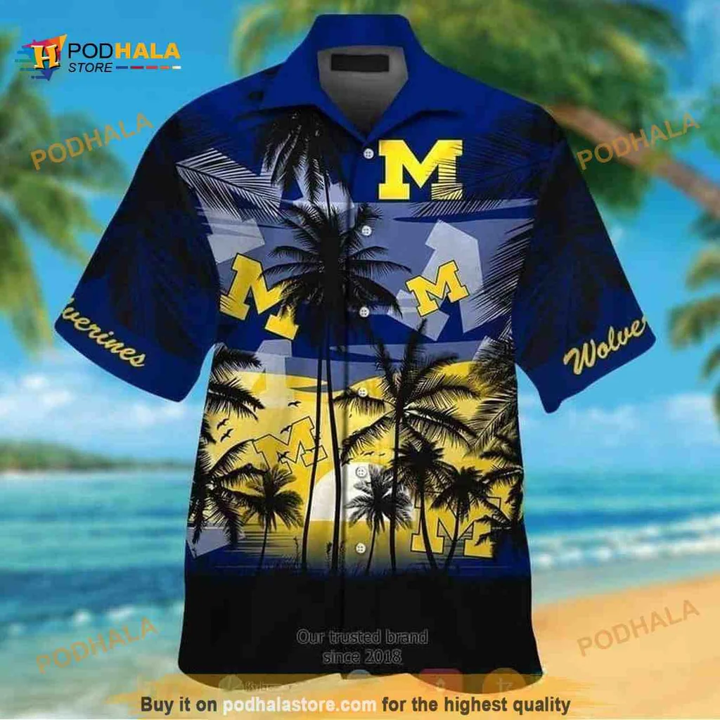 Michigan Wolverines Tropical Shirt, Fun Beachy Design For Fans