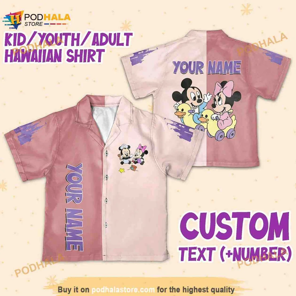 Mickey Minnie Disney Hawaiian Shirt With Customizable Name Design