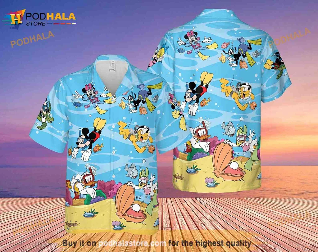 Mickey Minnie Mouse Hawaiian Shirt, Tropical Underwater Disney Design