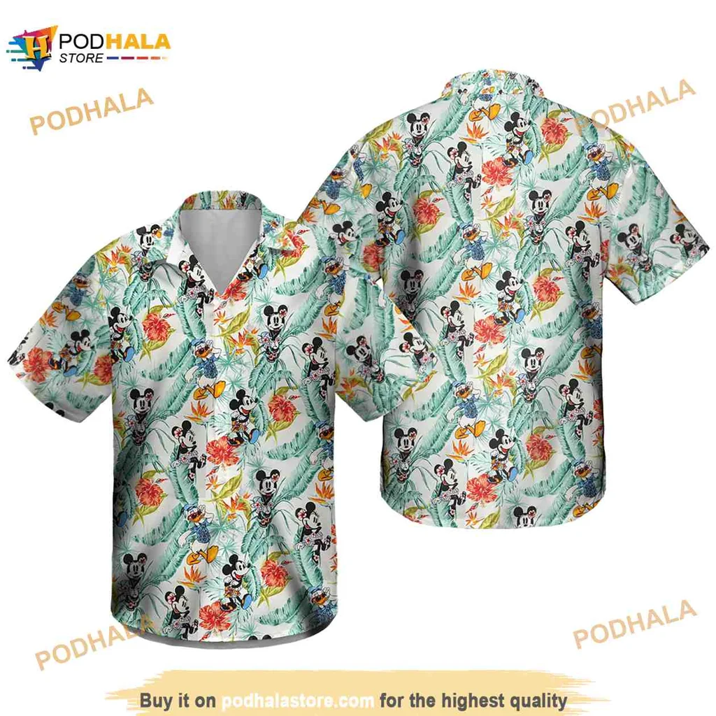 Mickey Minnie Tropical Hawaiian Shirt With Playful All Over Print