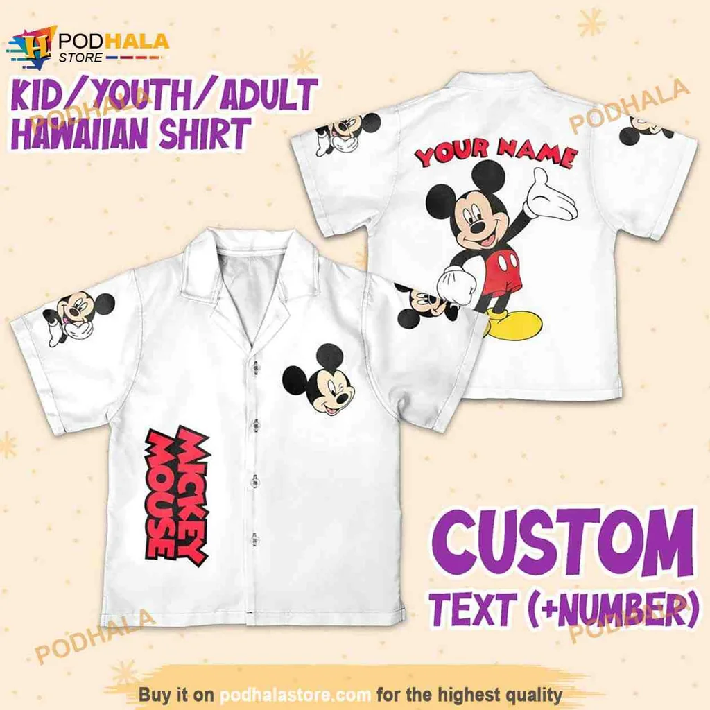 Mickey Mouse Aloha Shirt Personalize Your Name Vintage Disney Design