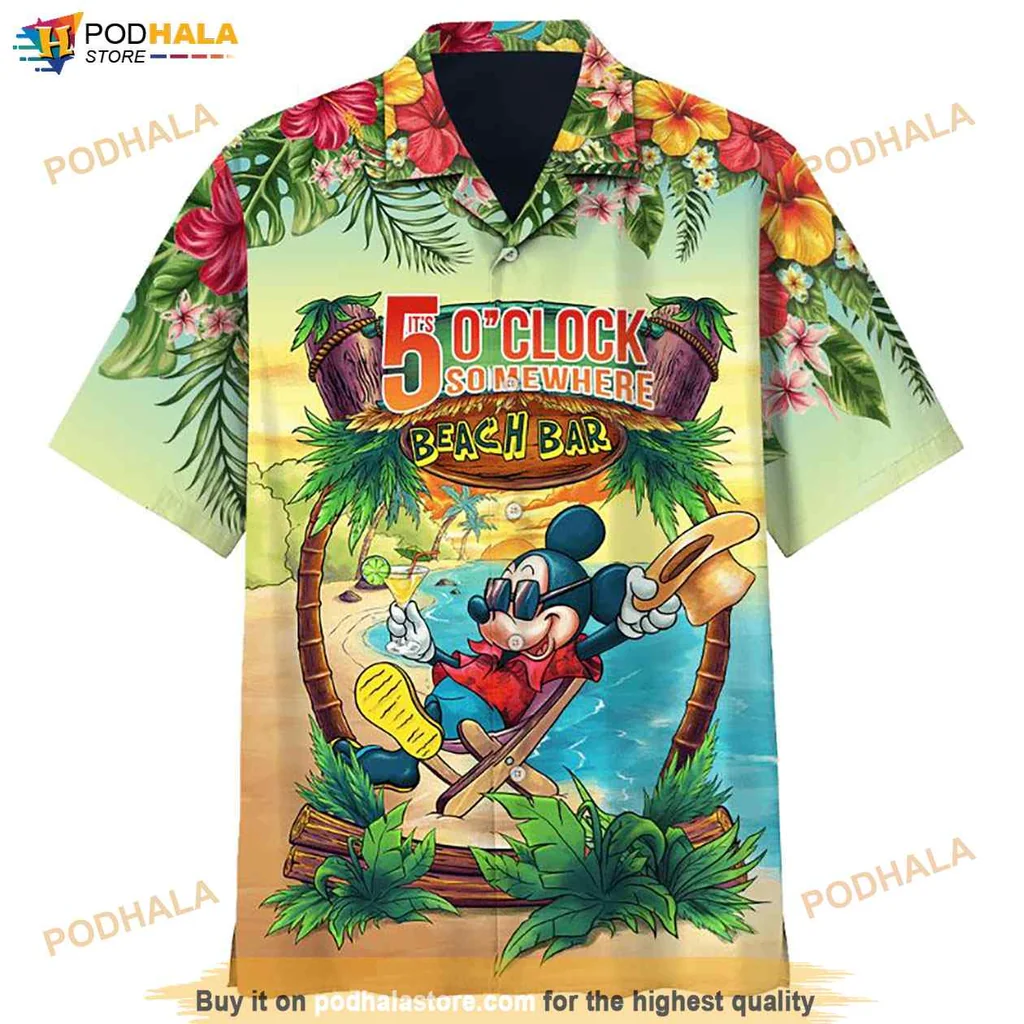 Mickey Mouse Beach Bar Hawaiian Shirt, It’s 5 O’clock Somewhere Design