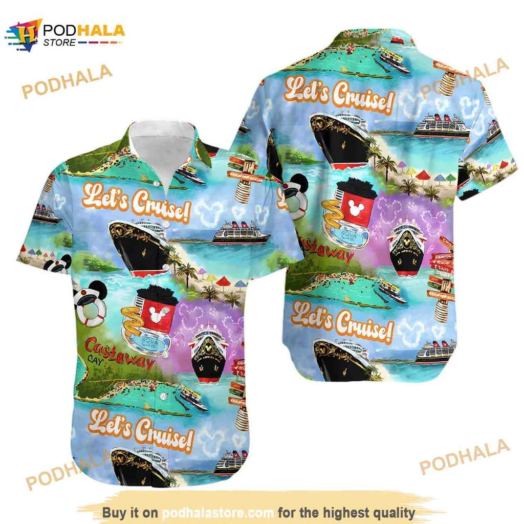 Mickey Mouse Beach Cruise Hawaiian Shirt With Tropical Design