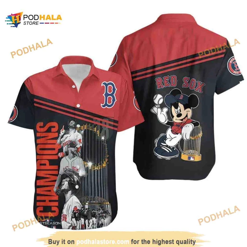 Mickey Mouse Boston Red Sox Hawaiian Shirt Champions Design