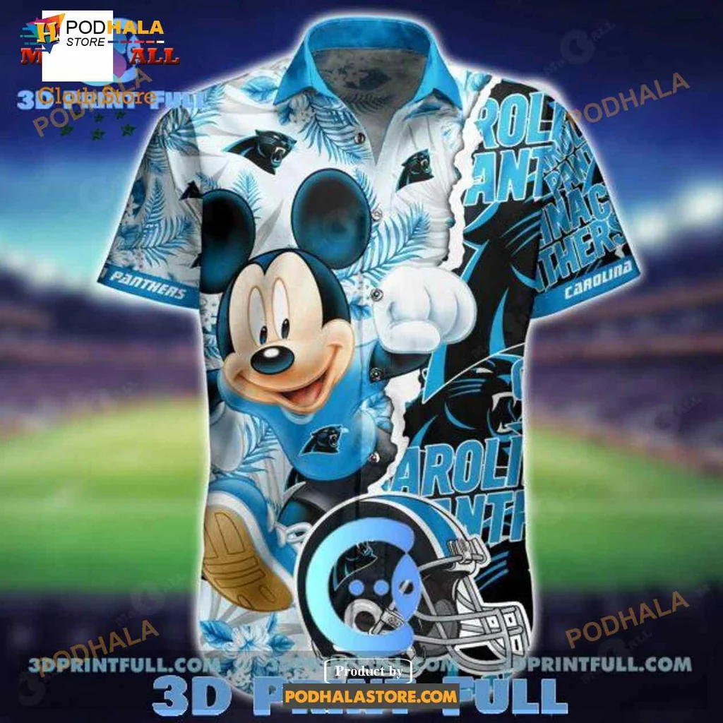 Mickey Mouse Carolina Panthers Hawaiian Shirt, Fun All Over Print Design