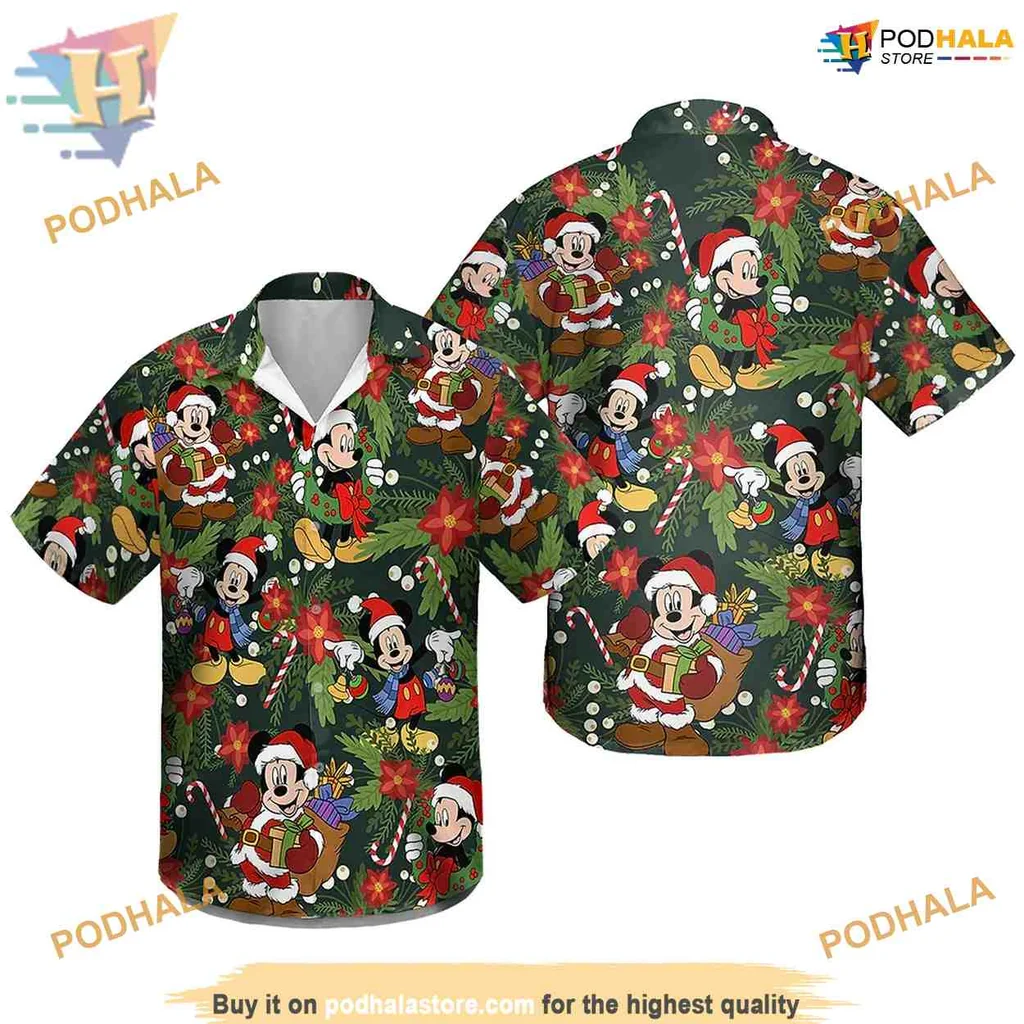 Mickey Mouse Christmas Hawaiian Shirt, Festive Holiday Design