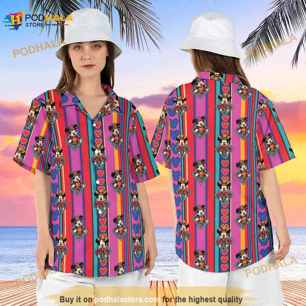 Mickey Mouse Cowboy Hawaiian Shirt, Colorful Aloha Summer Shirt