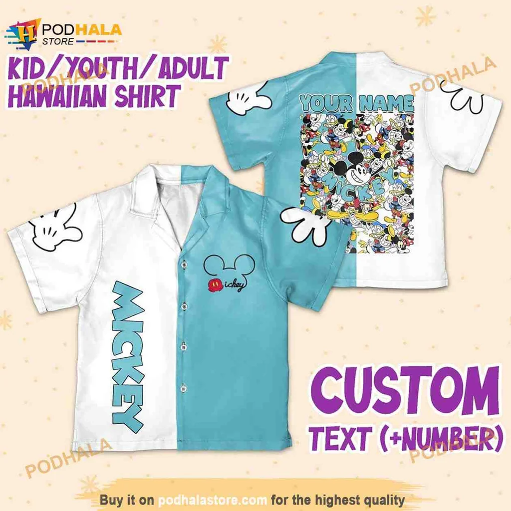 Mickey Mouse Disney Hawaiian Shirt With Colorful Character Collage