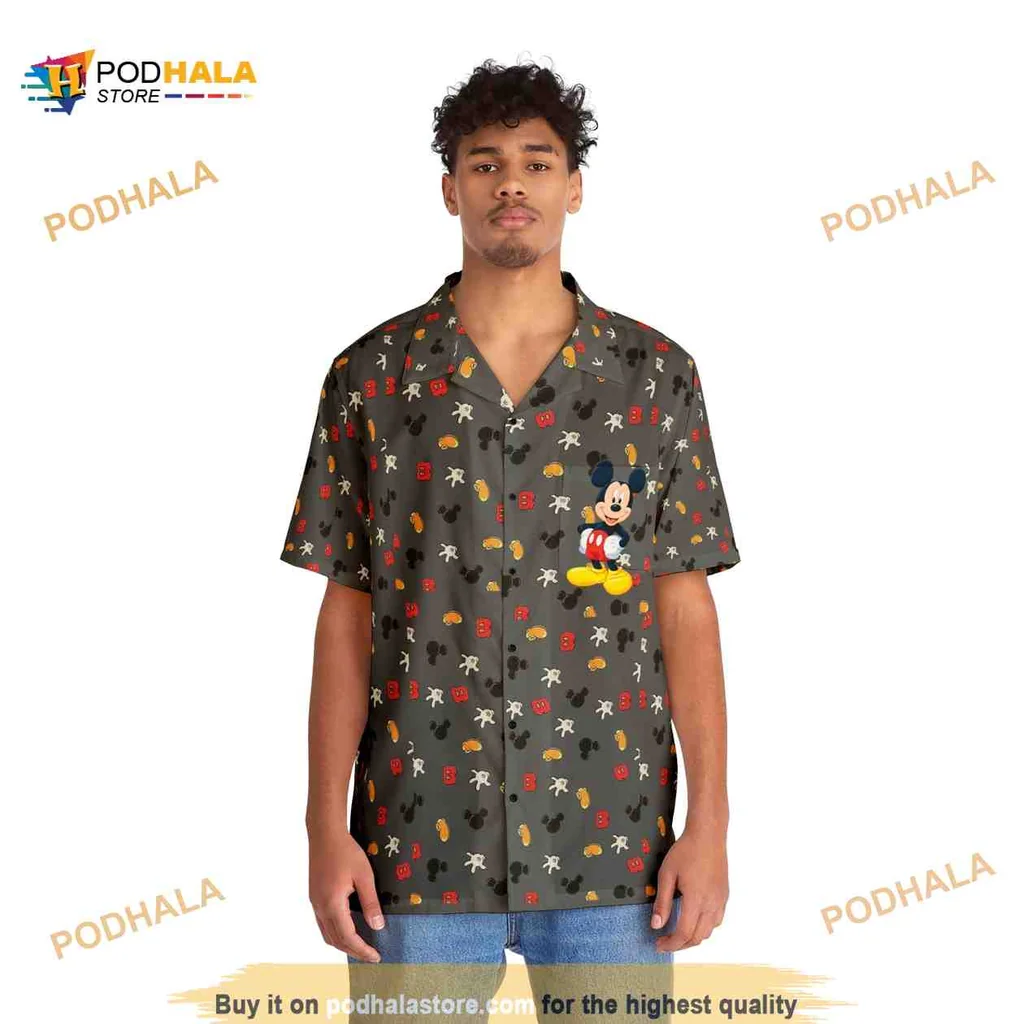 Mickey Mouse Floral Hawaiian Shirt With Colorful Tropical Design