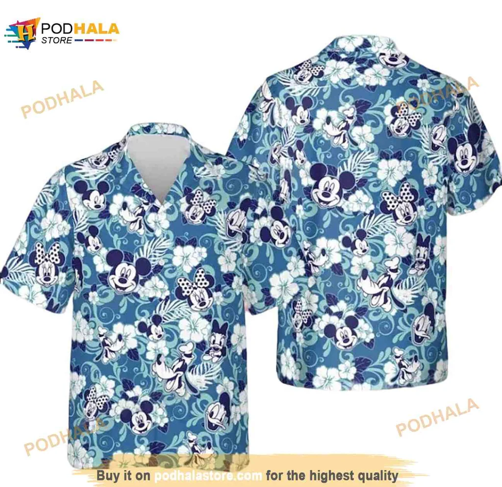 Mickey Mouse Floral Hawaiian Shirt With Tropical Flowers For Summer Fun