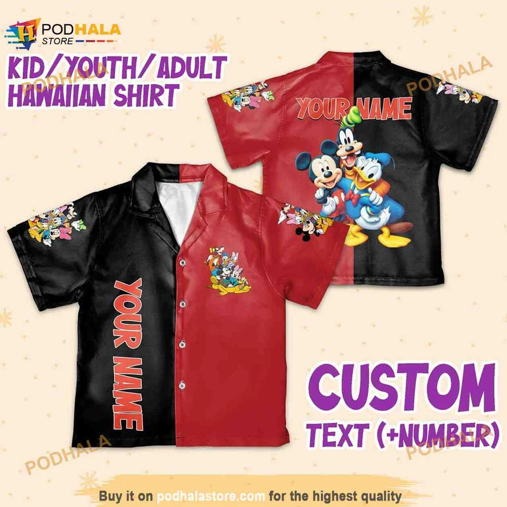 Mickey Mouse Friends Hawaiian Shirt, Customizable Name Aloha Design
