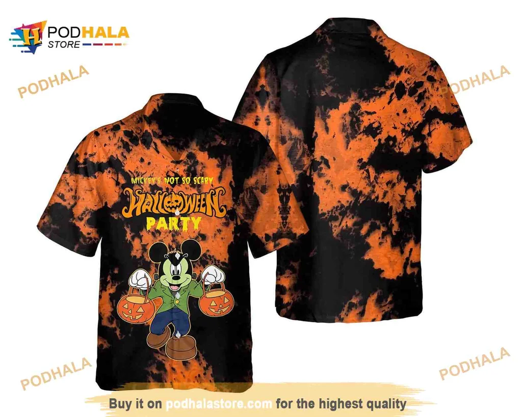 Mickey Mouse Halloween Aloha Shirt, Mickeys Not So Scary Party Design