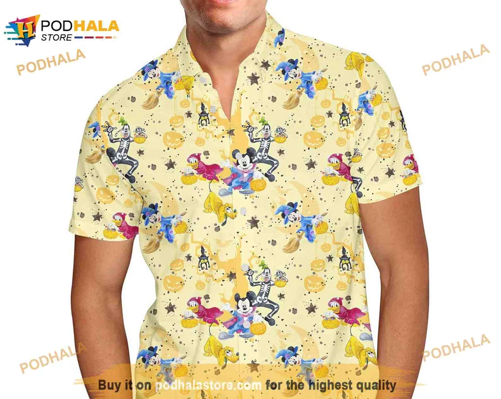 Mickey Mouse Halloween Hawaiian Shirt Featuring Disney Friends