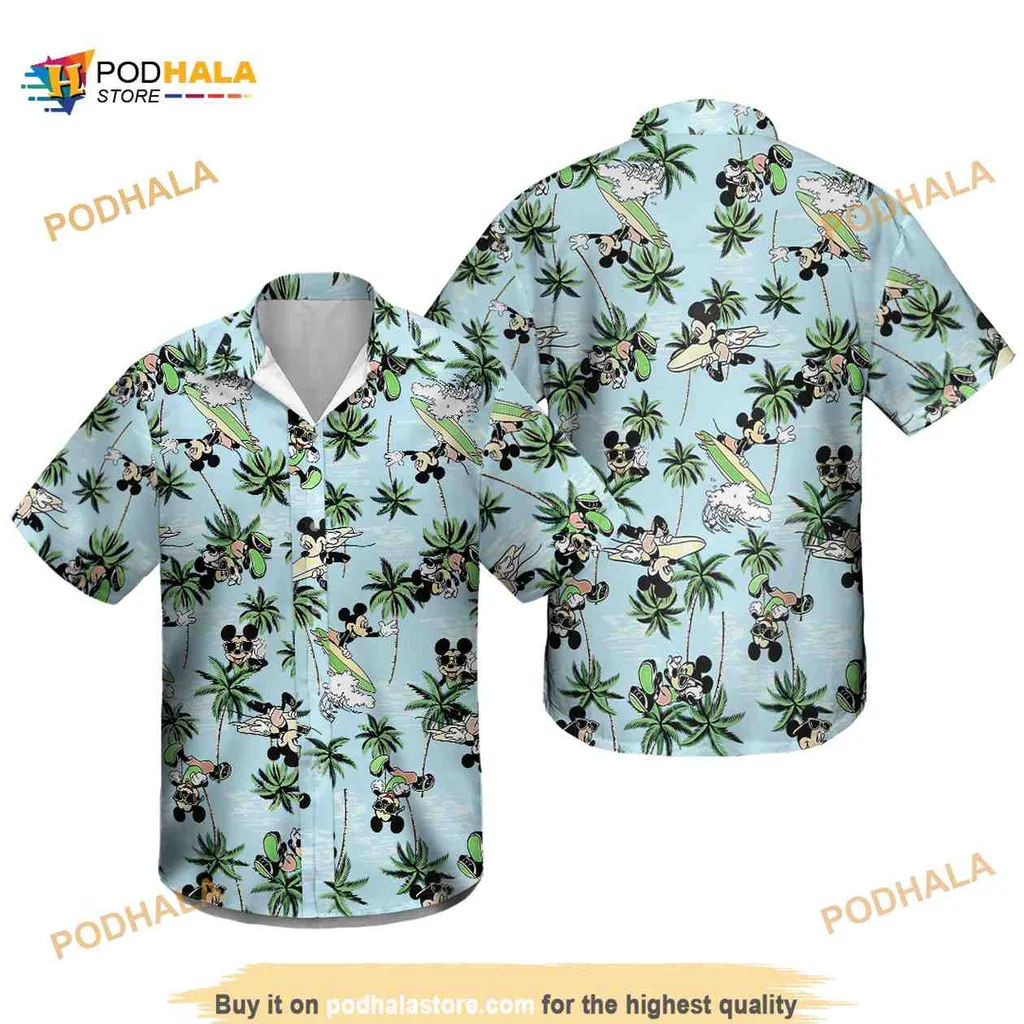 Mickey Mouse Hawaiian Shirt For Toddler Boys, Aloha Button Down Design