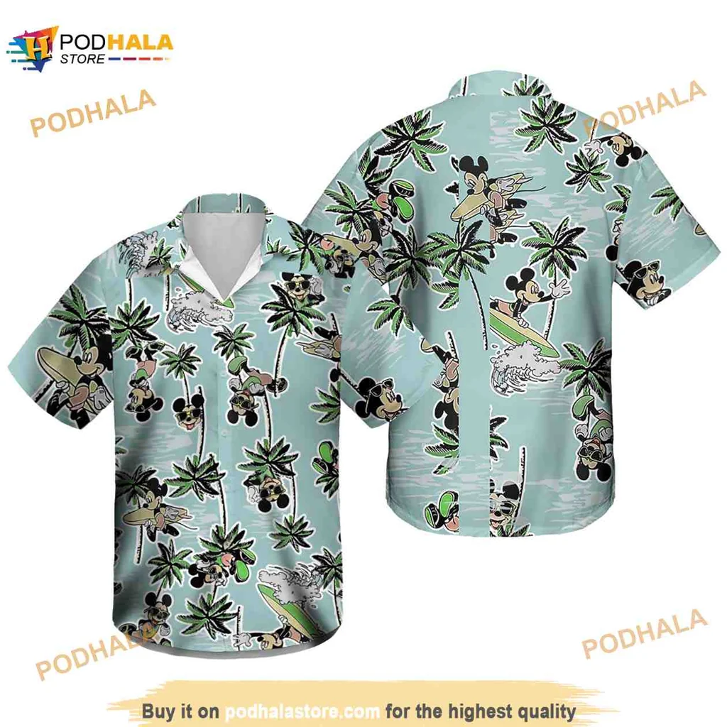 Mickey Mouse Hawaiian Shirt With Tropical Print And Playful Design