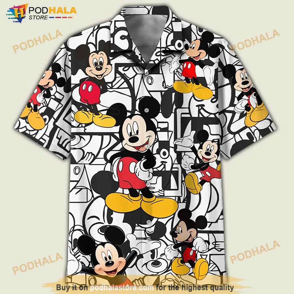 Mickey Mouse Hawaiian Shirt With Vibrant Retro Design
