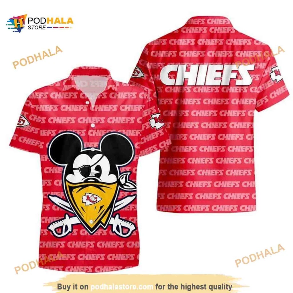 Mickey Mouse Kansas City Chiefs Hawaiian Shirt With Playful Design