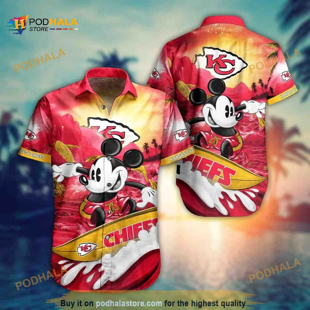 Mickey Mouse Kansas City Chiefs Hawaiian Shirt With Tropical Vibes