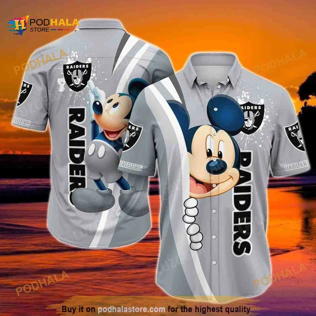 Mickey Mouse Las Vegas Raiders Hawaiian Shirt With Bold Design