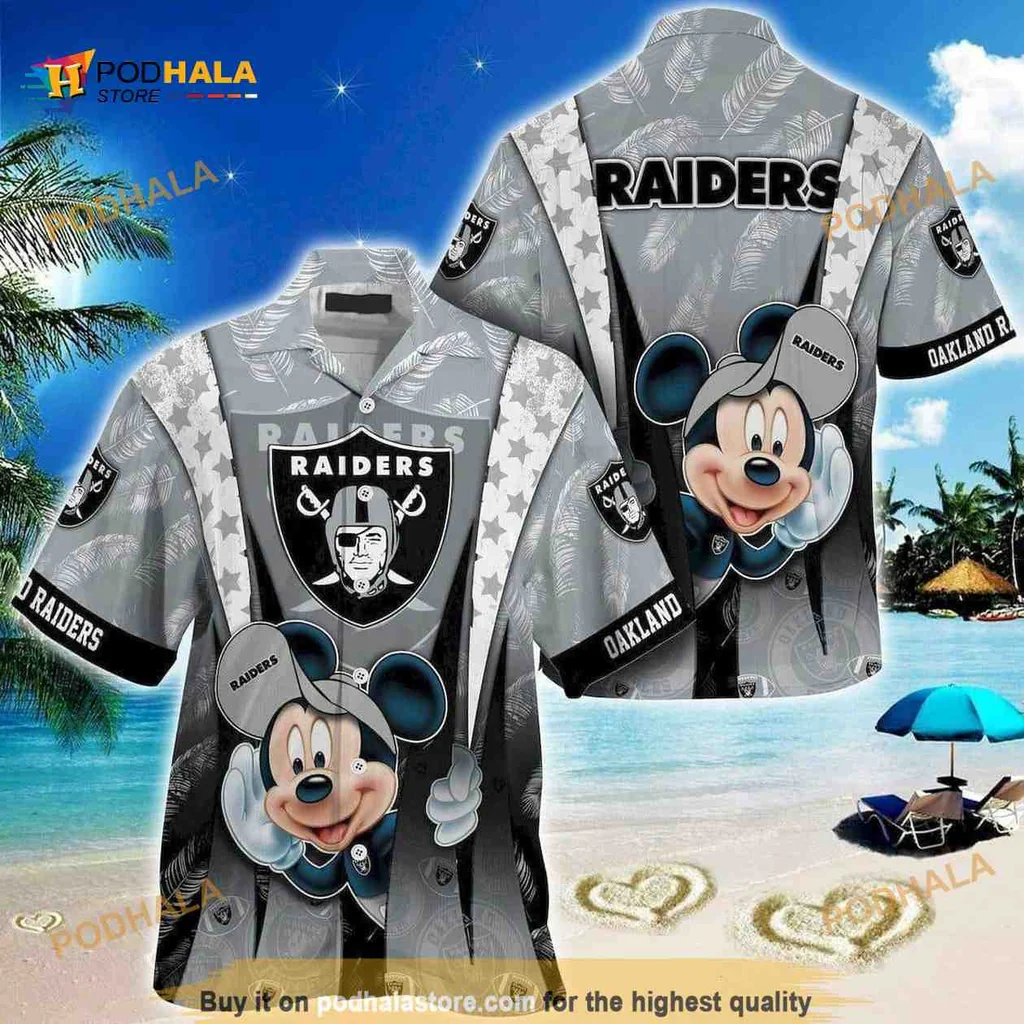 Mickey Mouse Las Vegas Raiders Hawaiian Shirt With Bold Raiders Design