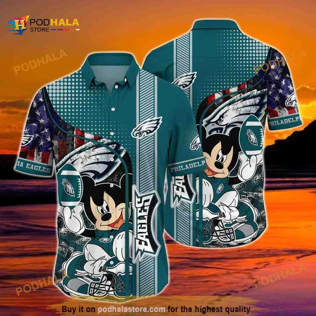 Mickey Mouse Philadelphia Eagles Hawaiian Shirt For Game Day Fun