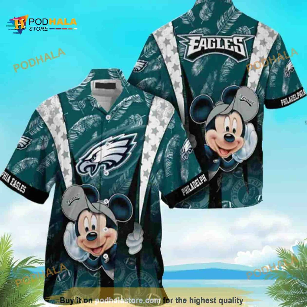 Mickey Mouse Philadelphia Eagles Hawaiian Shirt With Cheerful Design