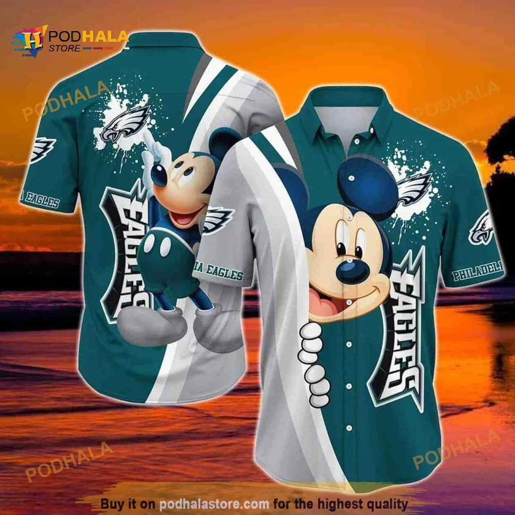 Mickey Mouse Philadelphia Eagles Hawaiian Shirt With Playful Design