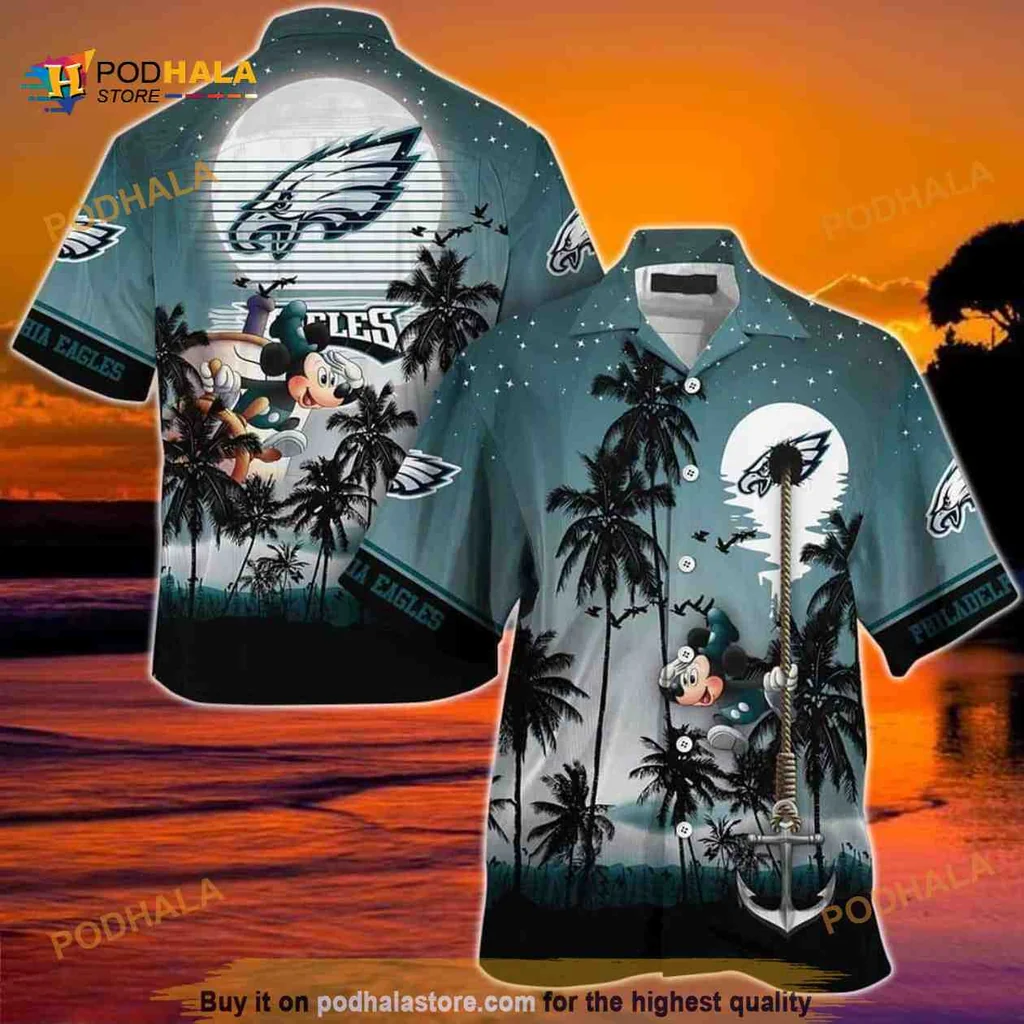 Mickey Mouse Philadelphia Eagles Hawaiian Shirt With Tropical Design