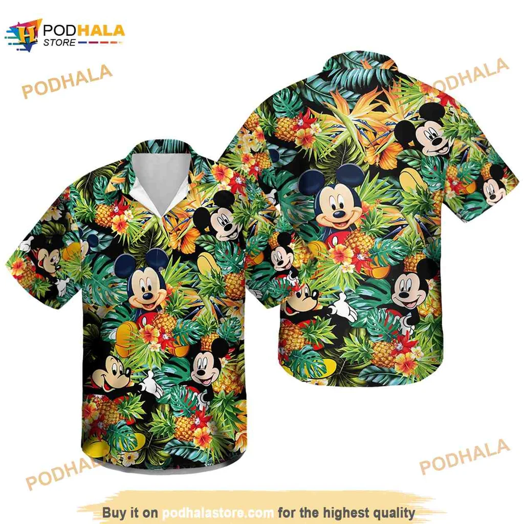 Mickey Mouse Pineapple Hawaiian Shirt With Tropical Design