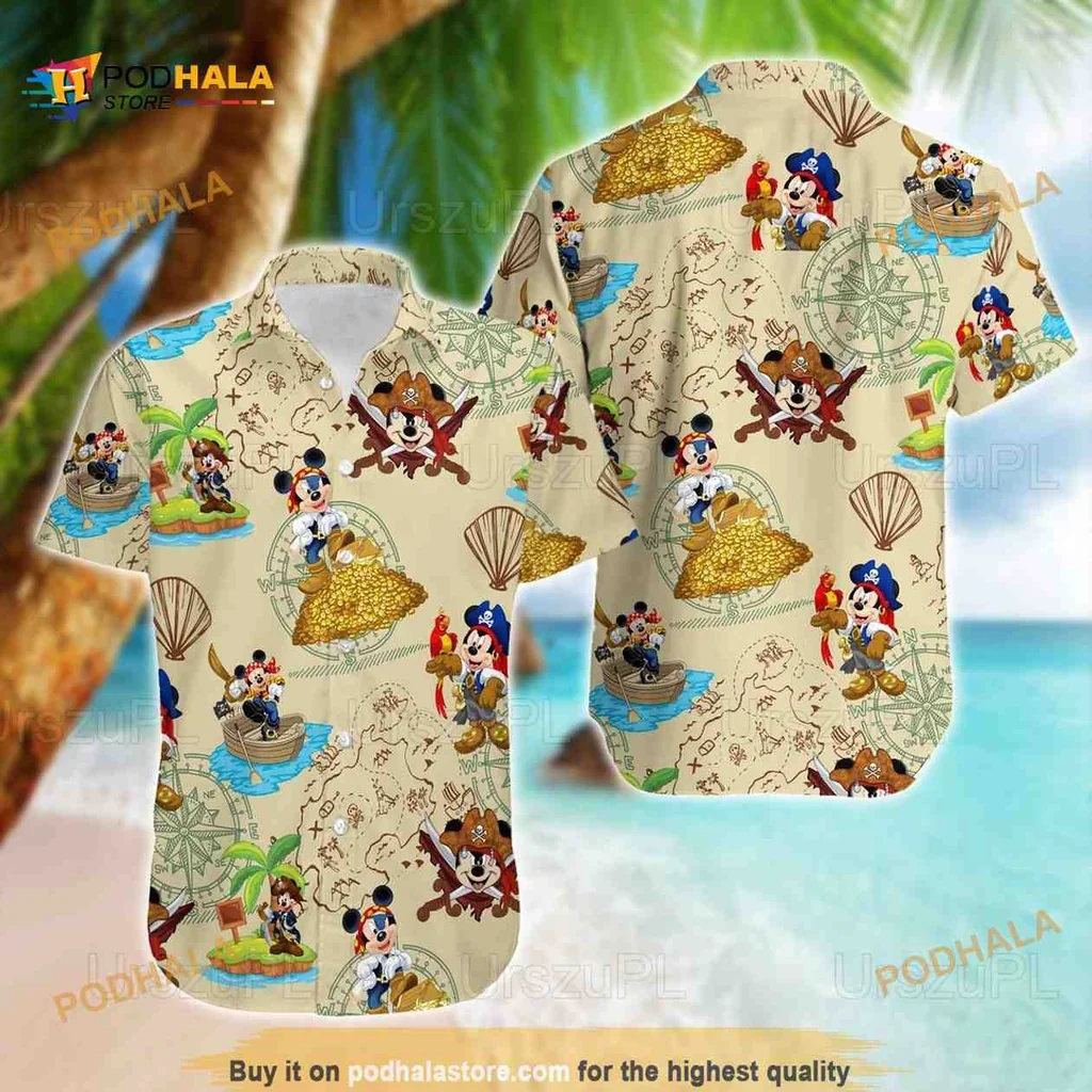 Mickey Mouse Pirate Hawaiian Shirt Featuring Nautical Adventure Design